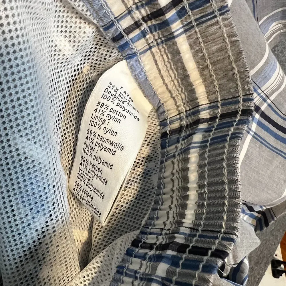 Lacoste Swim Trunks Mens XL Gray Blue Plaid Board Shorts‎ Croc Beach Surf